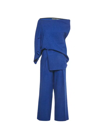Pre-owned Roland Mouret Plated Trousers Set In Blue