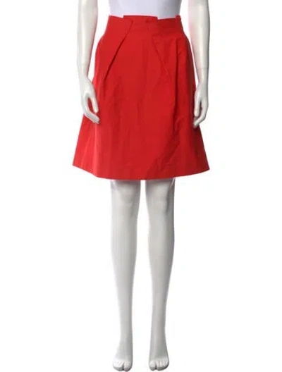 Pre-owned Roland Mouret Pleated Accents Knee-length Skirt In Red