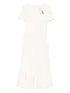 Roland Mouret Pleated Knot-detail Midi Dress In Neutral