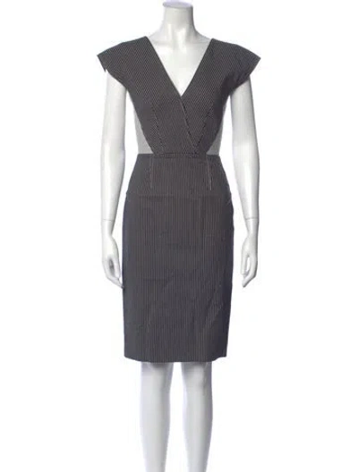 Pre-owned Roland Mouret Polka Dot Print Knee-length Dress In Black