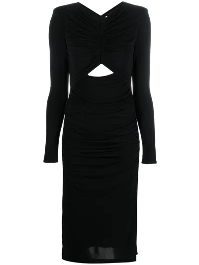 Roland Mouret Pre Draped Cut Out Midi Tube Dress In Black