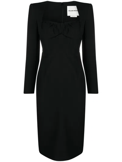 Roland Mouret Pre Wool And Silk Blend Midi Tube Dress In Black