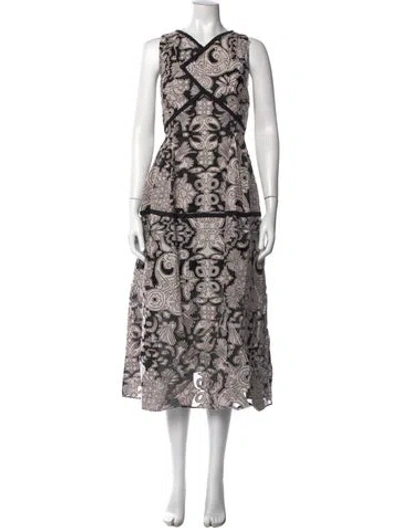 Pre-owned Roland Mouret Printed Midi Length Dress In Black