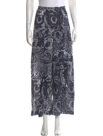 Pre-owned Roland Mouret Printed Wide Leg Pants In Blue