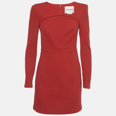 Pre-owned Roland Mouret Red Long Sleeve Wool Crepe Mini Dress S