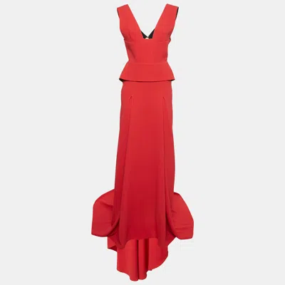 Roland Mouret Red Stretch Viscose Flared Lubelia Gown