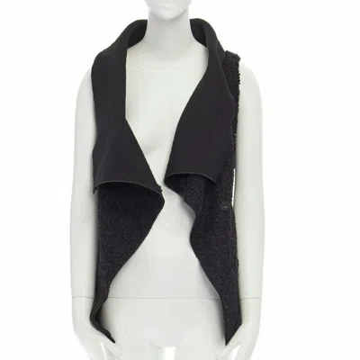 Pre-owned Roland Mouret Rm Wool Mohair Blend Draped Collar Sleeveless Vest Jacket Us6 M In Gray