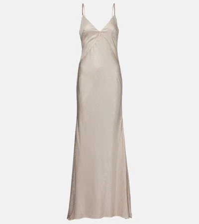 Roland Mouret Robe Aus Satin Mit Kristallen In Beige
