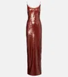 Roland Mouret Copper Sequined Midi Dress In Braun