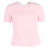 Roland Mouret Roseland Asymmetric Crepe Peplum Top In Pink Polyester In Pink