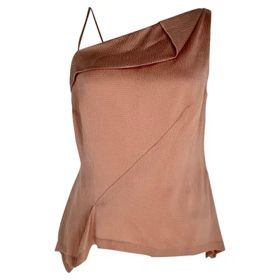 Pre-owned Roland Mouret Rouland Mouret One Strap Blouse In Peach Silk In Brown