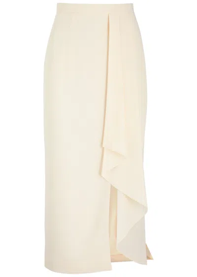 Roland Mouret Ruffled Cady Midi Skirt In Cream