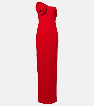 Roland Mouret Floral Appliqué Crepe Maxi Dress In Red
