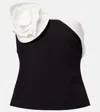 Roland Mouret Floral Strapless Crepe Top In Schwarz