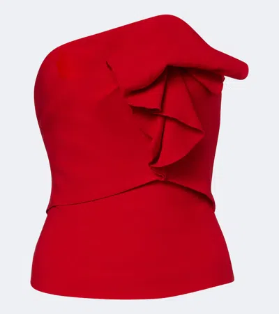 Roland Mouret Ruffled Wool And Silk Cady Corset In Red