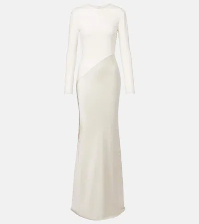 Roland Mouret Satin And Jersey Gown In Neutral
