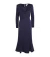 Roland Mouret Satin Cowl-neck Midi Dress In Blue