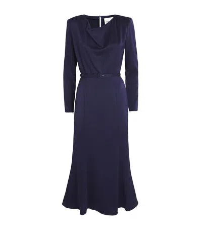 Roland Mouret Satin Cowl-neck Midi Dress In Blue