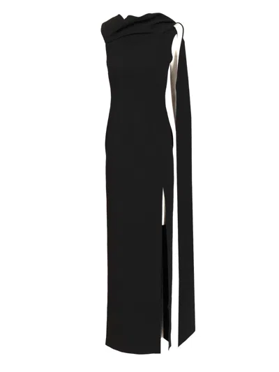 Roland Mouret Satin Crepe Sash Gown Monochrome