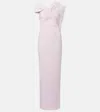 Roland Mouret Scarf-detail Asymmetric Cady Gown In Purple