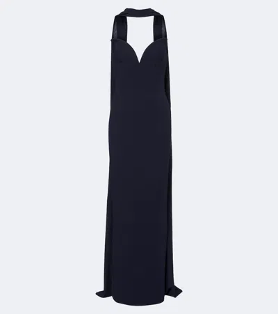 Roland Mouret Scarf-detail Corset Gown In Blue