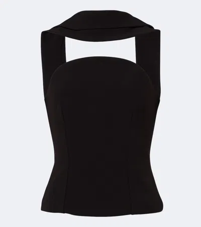 Roland Mouret 围巾细节绉纱紧身胸衣式上衣 In Black