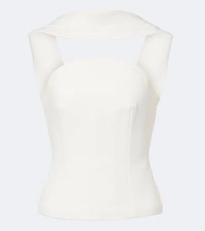 Roland Mouret 围巾细节绉纱紧身胸衣式上衣 In White
