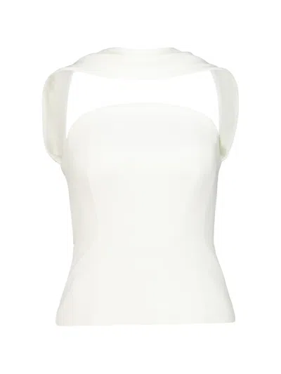 Roland Mouret Scarf-neck Blouse In 화이트