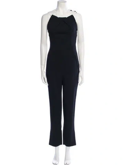 Pre-owned Roland Mouret Scoop Neck Jumpsuit In Blue
