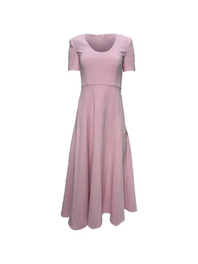 Pre-owned Roland Mouret Scoop-neck Short-sleeve Midi Dress In Pink