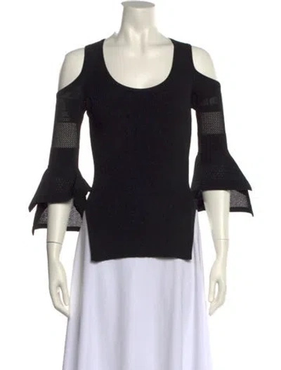Pre-owned Roland Mouret Scoop Neck Three-quarter Sleeve Top In Black
