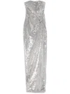 Roland Mouret Sequin Buckle Gown In Silver