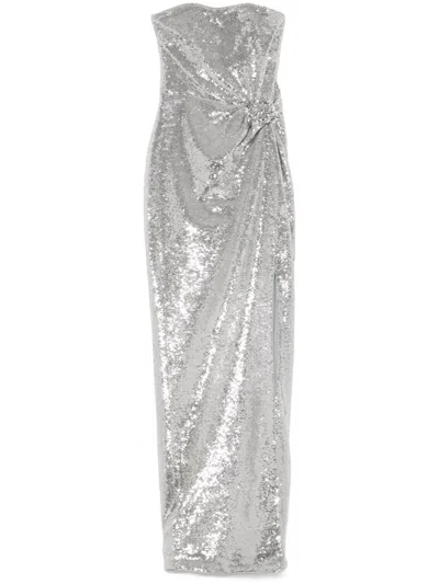 Roland Mouret Sequin Buckle Gown In Silver