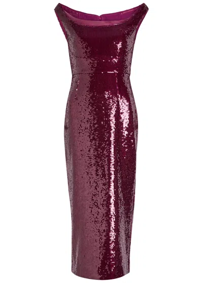 Roland Mouret Sequin-embellished Mesh Midi Dress