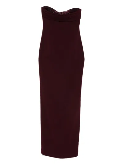 Roland Mouret Sequin-embellished Strapless Dress In Brown