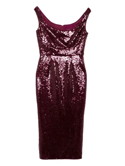 Roland Mouret Sequin Midi Dress In Red