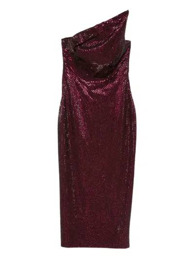 Roland Mouret Sequin One-shoulder Dress In Burgundy