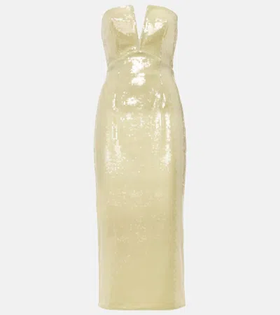 Roland Mouret Sequined Corset Midi Dress In Green