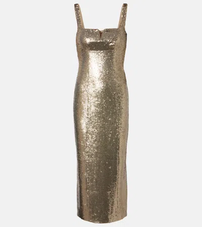 Roland Mouret Sequined Midi Dress In Gold
