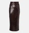 Roland Mouret Sequined Midi Skirt In Brown