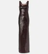 Roland Mouret Sequinned Bandeau Midi Dress In Brown