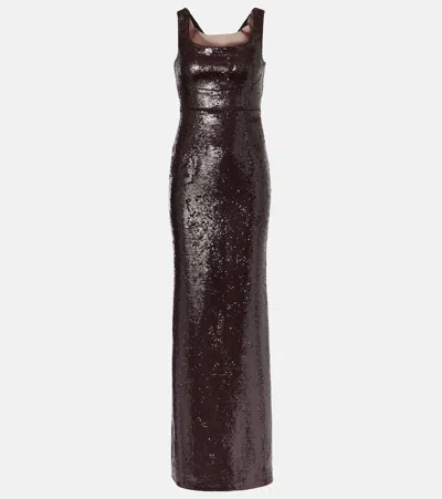 Roland Mouret Sequinned Bandeau Midi Dress In Purple