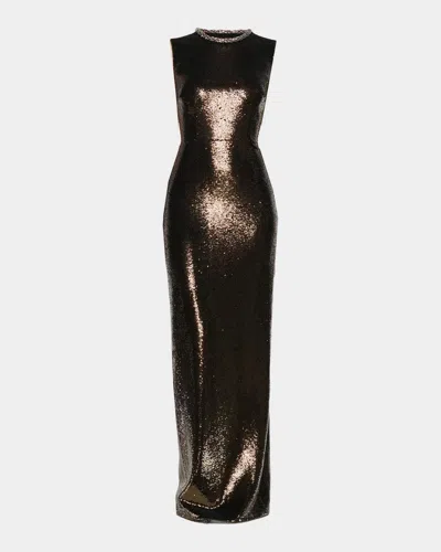 Roland Mouret Sequined Sleeveless Column Gown In Green