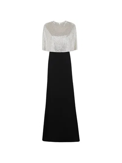 Roland Mouret Sequin-embellished Cape-overlay Maxi Dress In Gray
