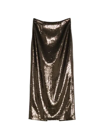 Roland Mouret Sequinned Midi Skirt In Brown