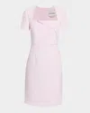 Roland Mouret Short-sleeve Crepe Midi Dress In Pink