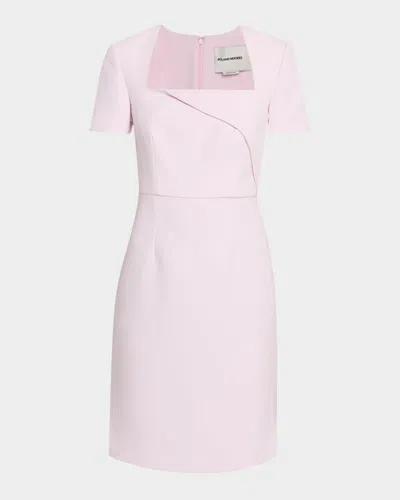 Roland Mouret Short-sleeve Crepe Midi Dress In Pink