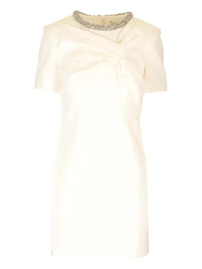Roland Mouret Short-sleeved Crepe Minidress In White
