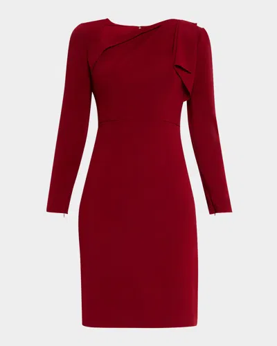 Roland Mouret Shoulder-drape Long-sleeve Light Cady Dress In Pink