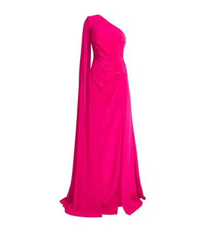 Roland Mouret Silk Asymmetric Gown In Pink